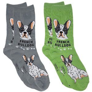 French Bulldog Socks 2 Pairs Women's Foozys Canine Dog Puppy Breed Rescue Dogs